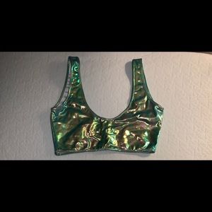 Metallic crop & biker shorts set